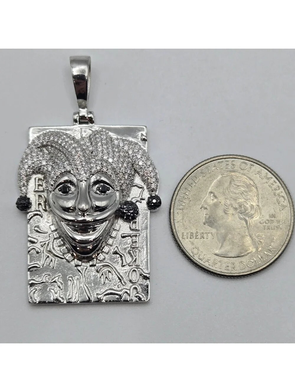 NEW Solid 925 Sterling Silver Joker Playing Card Pendant 4.0 CTW MOISSANITE Iced